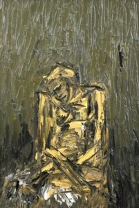 Die Geduld, Öl / Holz 2023, 57  x 40 cm