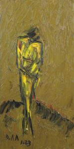 Das umschlossene Haupt meiner Flügel, Öl / Leinwand 2023, 80 x 40 cm