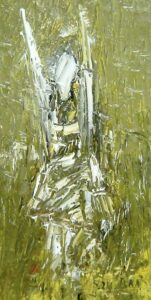 Den Knospen entsprungen, Öl / Leinwand 2024, 80 x 40cm