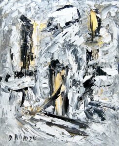 Das gespiegelte Gewissen, Öl / Leinwand 2024, 100 x 80 cm