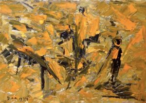 Die geschlossenen Augen der Erleuchtung, Öl / Leinwand 2024, 60 x 80 cm