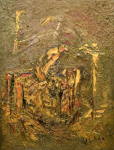 Der Ausstieg aus dem Vergangenen, Öl / Hartfaser 2024, 98,8 x 75 cm