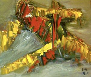 Die Anmut verfing sich im Netz der Lider, Öl / Leinwand 2021, 40 x 50 cm 