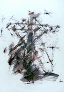 Das entschweben der Seele Christi nach der Kreuzigung, 2025 / Pastell/Tinte 